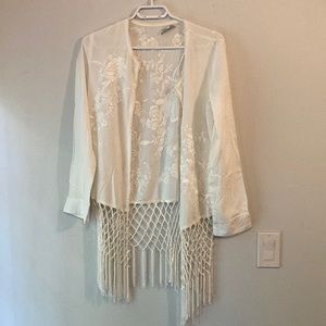 Embroidered Fringe Top